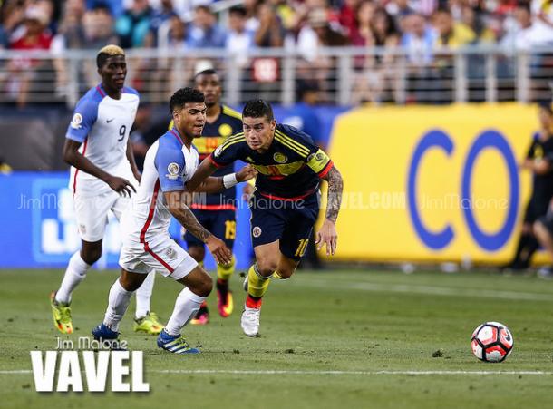 James Rodriguez (right, #10) has had a great tournament despite picking up a knock in the game against the United States | Jim Malone - VAVEL USA