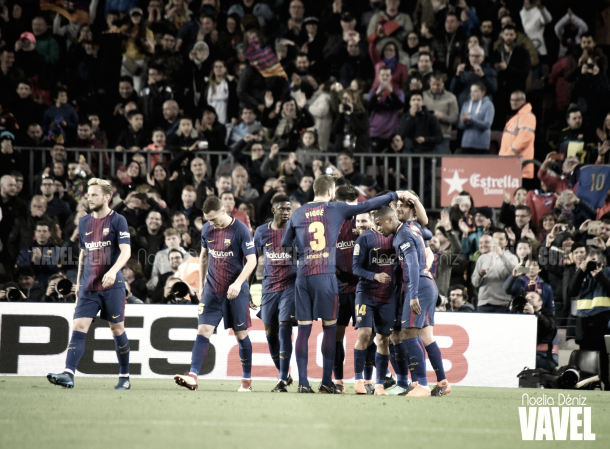 Celebración de uno de los goles de Leo Messi | Foto de Noelia Déniz, VAVEL