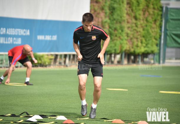 Galarreta entrenando con el filial azulgrana en la Ciutat Esportiva Joan Gamper | Foto de Noelia Déniz, VAVEL