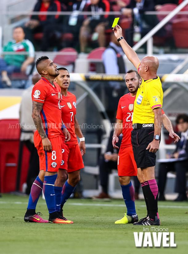 Chile did fine against Colombia without Arturo Vidal, who picked up a yellow card against Mexico and was forced to sit out the semifinal. | Photo: Jim Malone/VAVEL USA