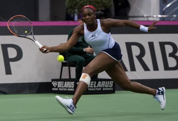 Sloane Stephens in action during the Fed Cup final | Photo: Daniel Kopatsch/Paul Zimmer