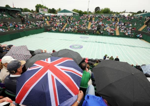 Bad weather at Wimbledon. Picture: Andrew Matthews/PA Wire