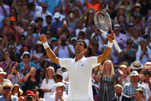 Djokovic celebrates his Wimbledon title. Photo: Clive Brunskill/Getty Images