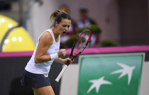 Tatjana Maria was giving it her all today, though her opponent was just too strong | Photo: Paul Zimmer / Fed Cup