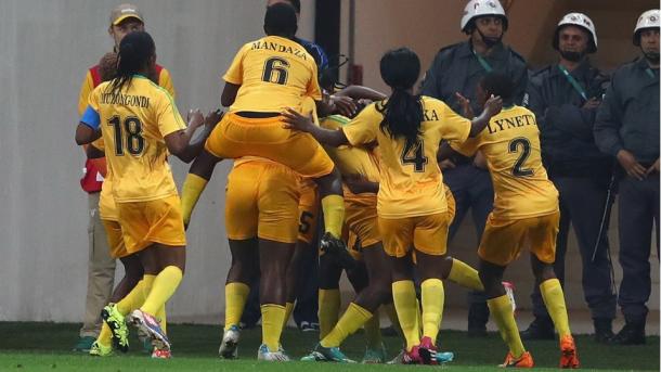 Zimbabwe celebrates socring a goal against Germany. Source: Getty Images