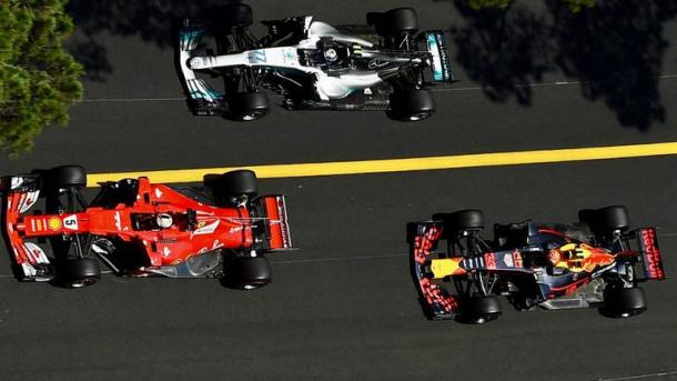 Sebastian Vettel, Valtteri Bottas y Daniel Ricciardo (Foto: SkySport)