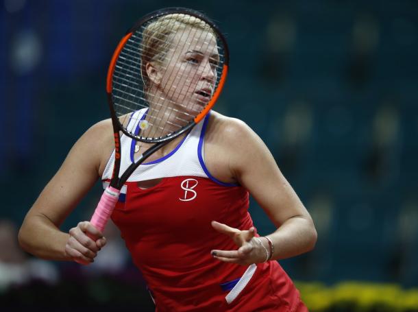 Anastasia Pavlyuchenkova suffered a mid-match wobble but rebounded perfectly to grab the win | Photo: Sergey Kivrin / Fed Cup