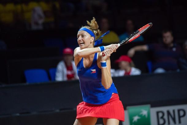 Petra Kvitova was firing on all cylinders today, grabbing the pivotal win for Czech Republic | Photo: Paul Zimmer / Fed Cup