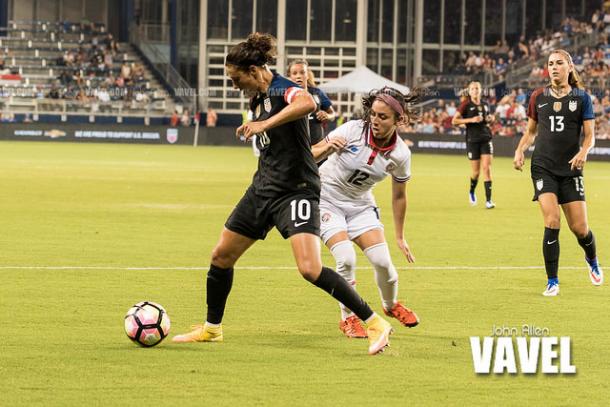 Carli Lloyd, seen here against Costa Rica, will not be involved in this game | Source: John Allen - VAVEL USA