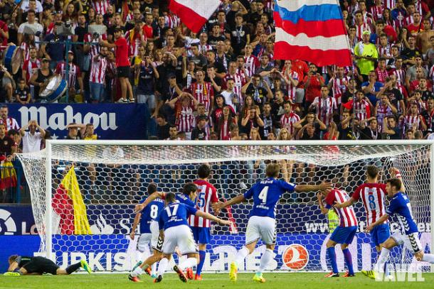 Celebrando el gol de Manu, en el partido del Atlético de Madrid. Fuente: Daniel Nieto (vavel)
