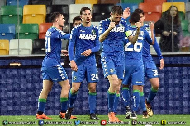 Los chicos de Iachini celebrando el gol conseguido ante el Udinese / Foto: Sassuolo