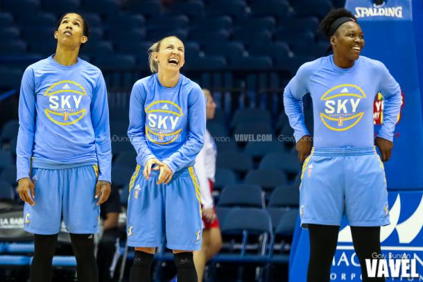Pregame introductions before WNBA game between Chicago Sky - San Antonio Stars