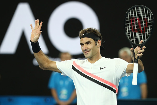 Roger Federer celebrates an early-round win at the Australian Open. Photo: Ryan Pierse/Getty Images