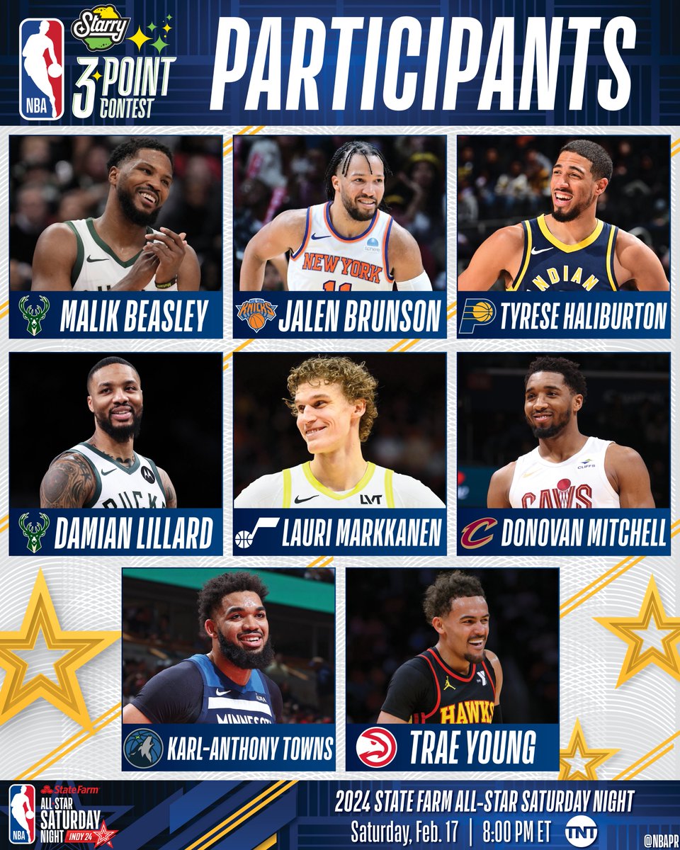 2024 3-Point Contest Participants - image obtained via the NBA Communications account on X.