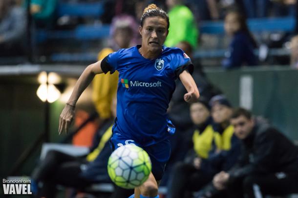 Seattle Reign rookie Carson Pickett had by far her best game of the young season. After not expecting to play, she had to be subbed on in the 5th minute after Melon Melis injured her left knee | Brandon Farris - VAVEL USA