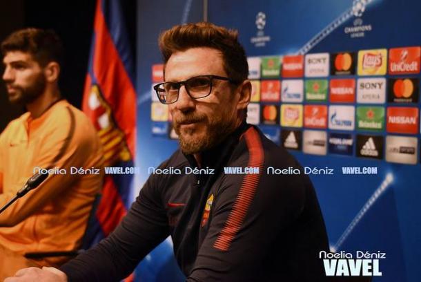 Di Francesco compareciendo ante los medios de comunicación en el partido de ida | Foto: Noelia Déniz, VAVEL.