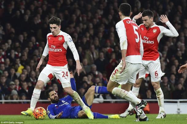 Fabregas was denied a penalty when Koscielny sent him tumbling on Sunday. | Photo: Getty