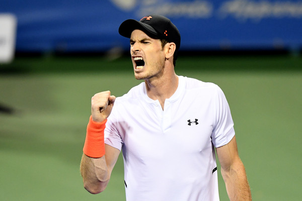 Andy Murray celebrates during his brutal late-night third-round match in Washington. Photo: Getty Images