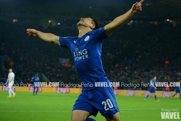 Okazaki celebrates after making it 1-0 early on. (Picture: Rodrigo Peña - VAVEL.com)