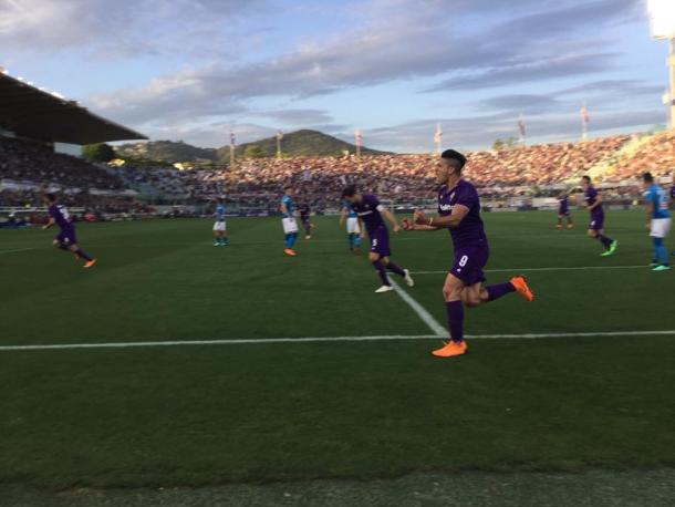 Simeone celebra su hat-trick / Foto: Fiorentina