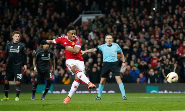 Martial scored his second goal in two games against Liverpool on Thursday | Photo: Getty Images