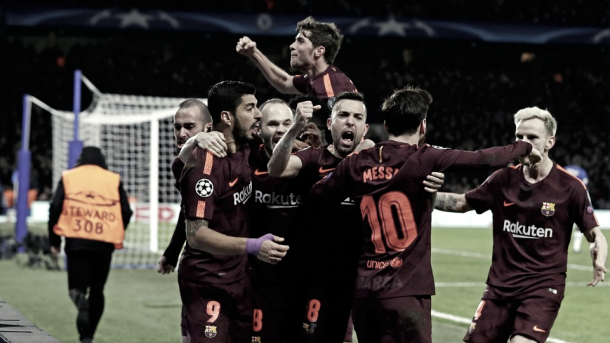 Celebración del empate en Stamford Bridge | Foto del Fútbol Club Barcelona