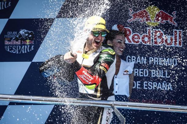 Marcos Ramírez en el podio durante el GP de España en Jerez. | Foto: Facebook Marcos Ramírez