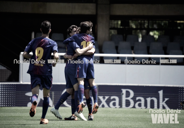 Collado y Riqui Puig celebrando el tercer gol | Foto de Noelia Déniz, VAVEL
