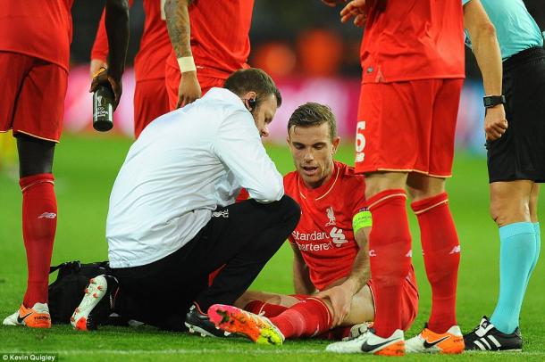 Klopp revealed post-match that Henderson will have a scan to determine the extent of the problem he suffered on Thursday. (Photo: Kevin Quigley)