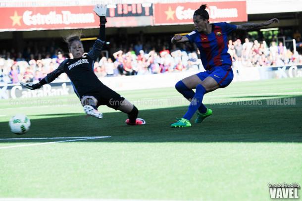 Jenni Hermoso (FC Barcelona), máxima goleadora de la temporada. | Foto: Ernesto Aradilla (Vavel).