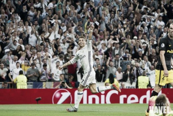 Cristiano celebra un gol en las semifinales de Champions ante el Atlético/Foto: Vavel