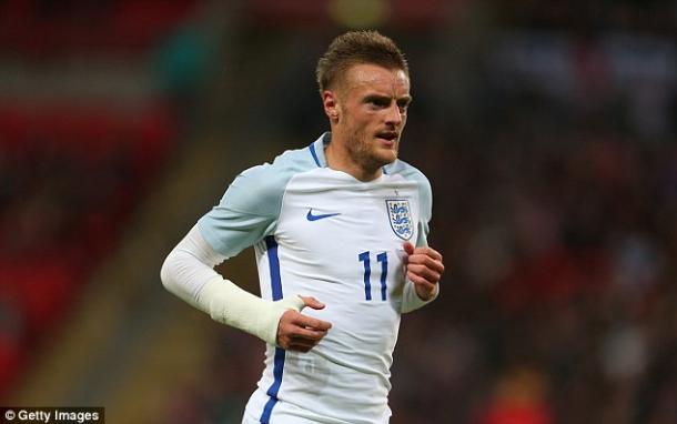 Vardy con la maglia dell'Inghilterra (fonte immagine: Getty Images, via Daily Mail)