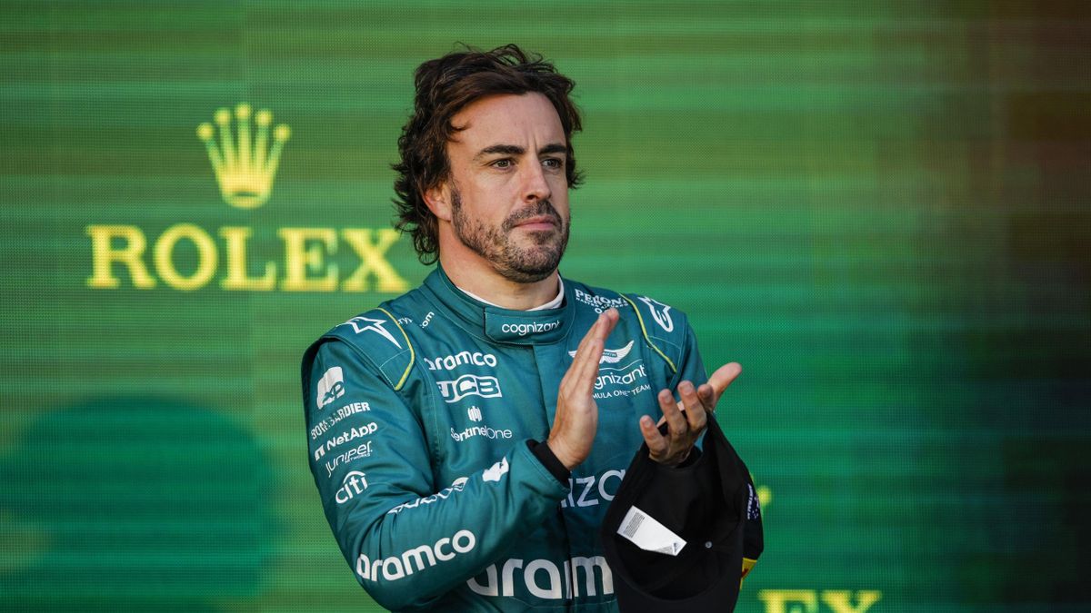 Alonso celebra un podio en 2023 / GETTY
