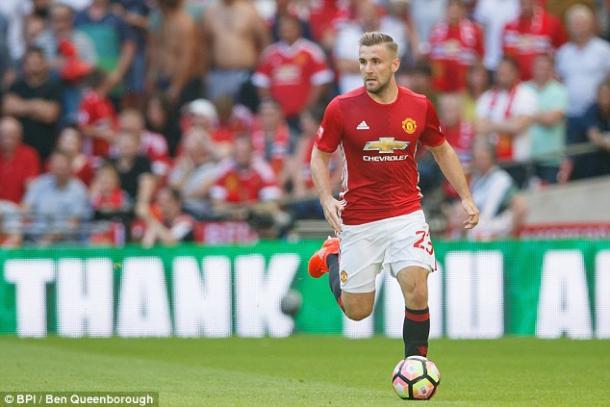 Above: Luke Shaw in action during Manchester United's 2-1 win over Leicester City | Photo: BPI/Ben Queenborough 