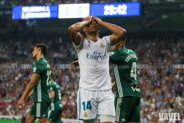 Jugador del Real Madrid, lamentando una fallida ocasión. Fuente: Daniel Nieto (VAVEL)