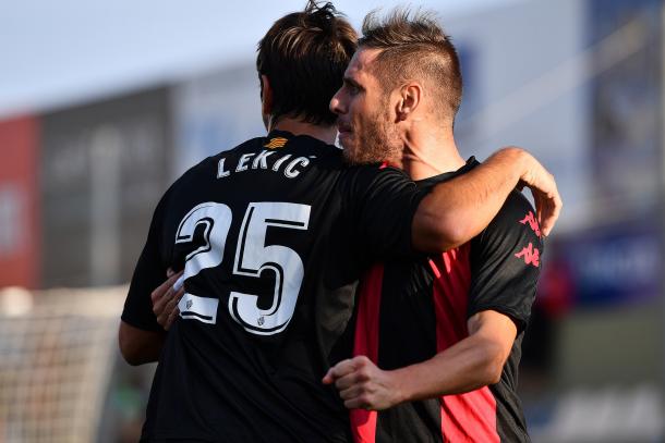 Lekic celebrando su gol ante la Cultural Leonesa, próximo rival reusense | Foto: CF Reus