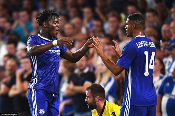 Above: Michy Batshuayi celebrating one of his two goals in the 3-2 win over Bristol Rovers | Photo: Getty Images