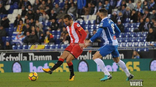 Stuani está siendo el hombre referencia del Girona en Primera División, con nueve goles hasta la fecha. | Foto: Ernesto Aradilla