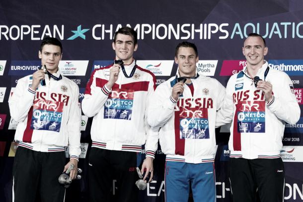 Cuarteto ruso posando con el título continental. / Foto: LEN