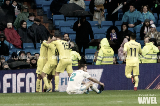 Los jugadores del Submarino celebrando el gol de Fornals en el partido de ida | Daniel Nieto (Vavel)
