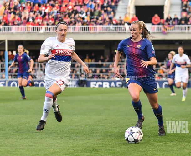 Toni Duggan en el Barcelona - Lyon de la pasada temporada | Fuente: VAVEL