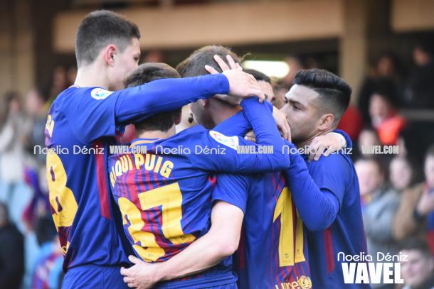 Los jugadores del Barça celebrando un gol | Foto: Noelia Déniz - VAVEL