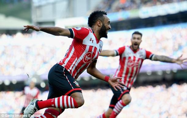 Redmond celebrating the opener at The Eithad. Source: Getty