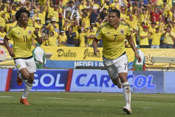 Carlos Bacca (Center) and Juan Cuadrado (Left) will be major players for Los Cafeteros. Photo provided by AFP.