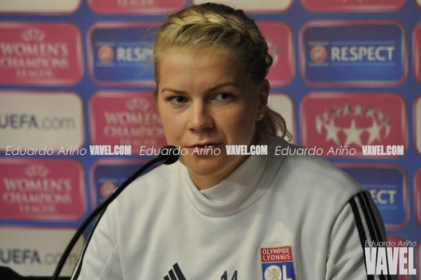 Hegerberg ante los medios de comunicación la pasada temporada | Fuente: VAVEL