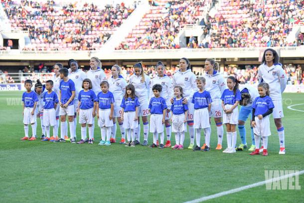 Las jugadoras del Olympique en el Miniestadi la pasada campaña | Fuente: VAVEL