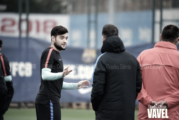 Arnáiz, presente en el entrenamiento del filial azulgrana | Foto de Noelia Déniz, VAVEL