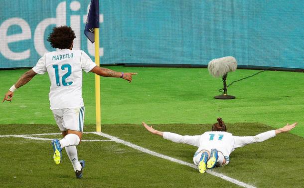Bale festeja haciendo el avión su enorme gol de chilena I Foto: Real Madrid