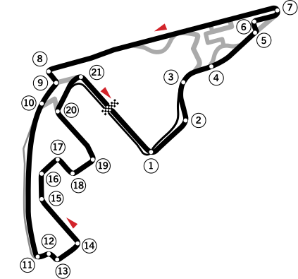Mapa del circuito de Abu Dhabi | Fuente: Wikipedia