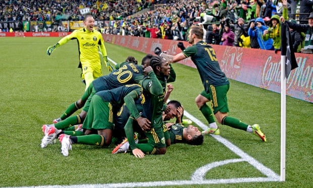 Portland celebrate after equalizing the 2021 MLS Cup Final in stoppage time/Photo: Troy Wayrynen/USA Today Sports